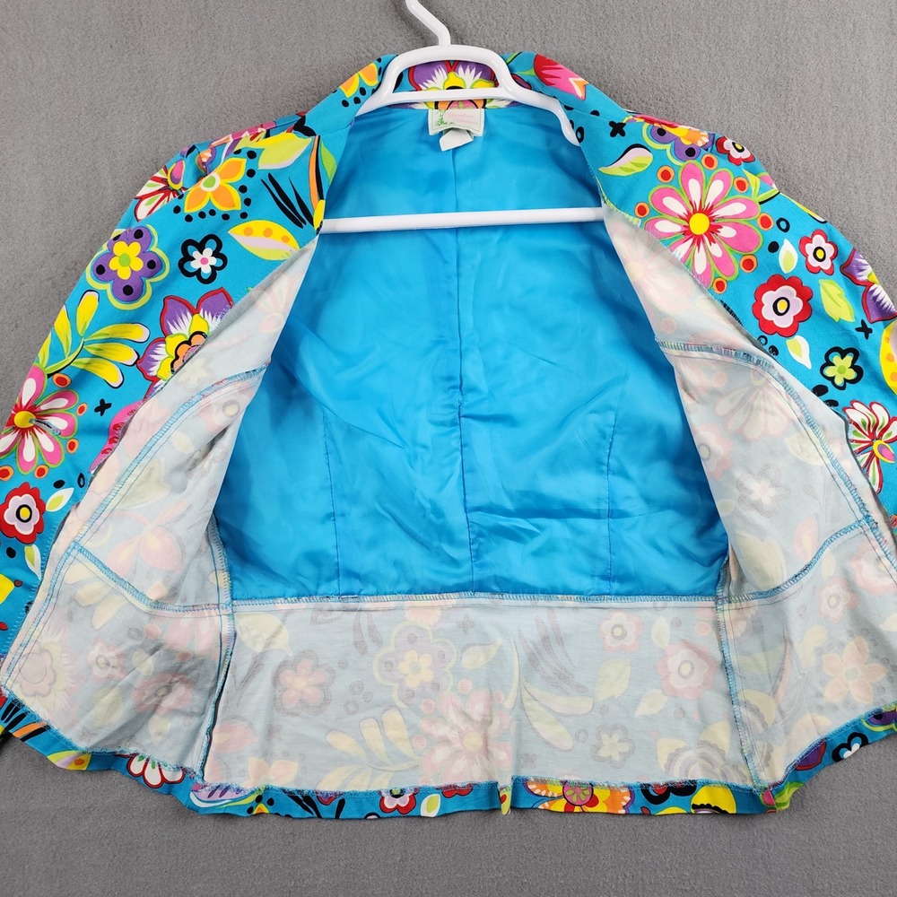 Bamboo Traders Womens Bright Floral Blazer Jacket Colorful Button Front Medium - Picture 4 of 14